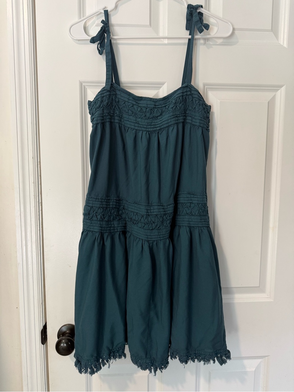 Floreat Teal Tie-Strap Tiered Sundress